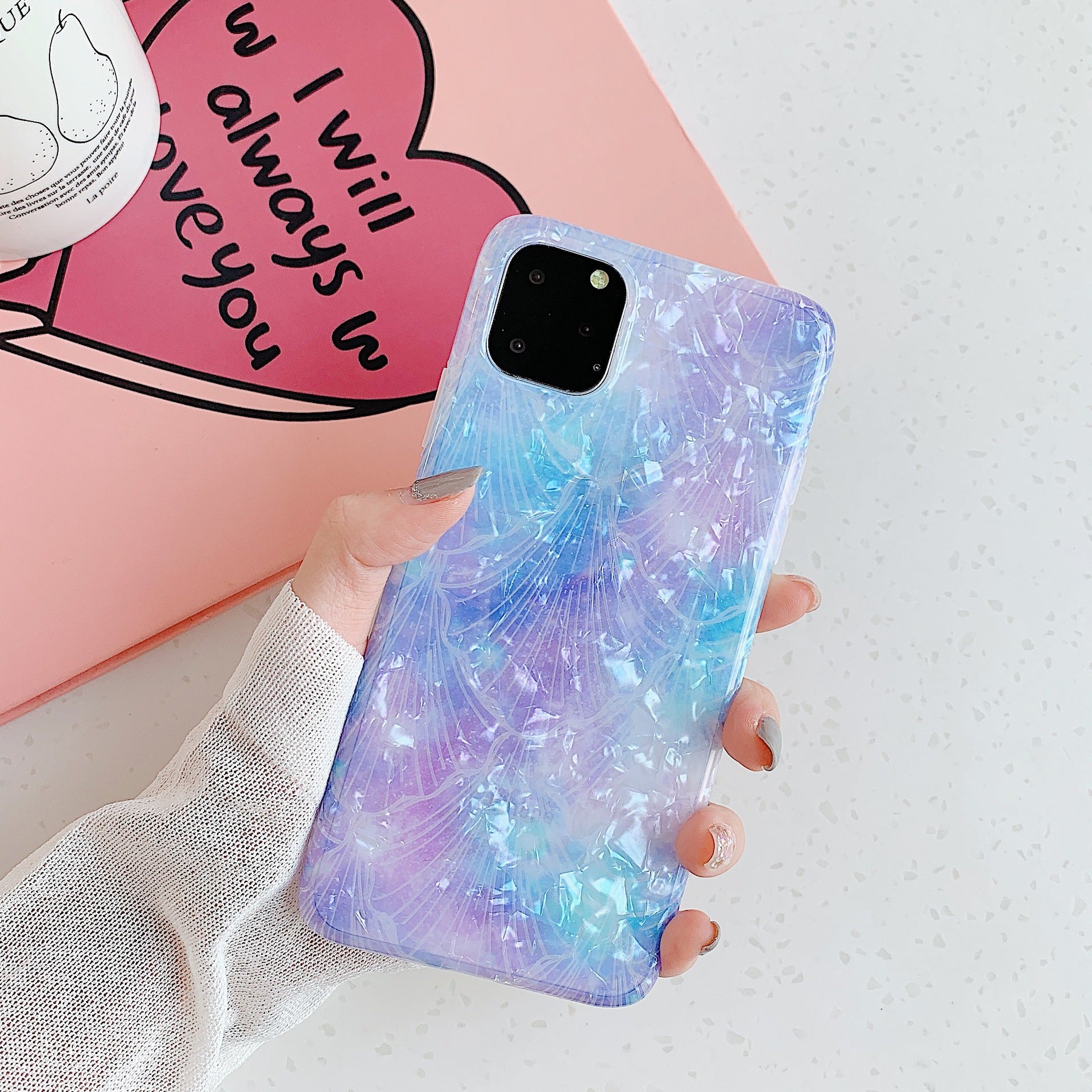 Purple Shiny Shell Case for iPhone Xs/6s/7/8/11 Pro