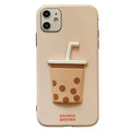 Cartoon Phone Case with Pearl Milk Tea Design