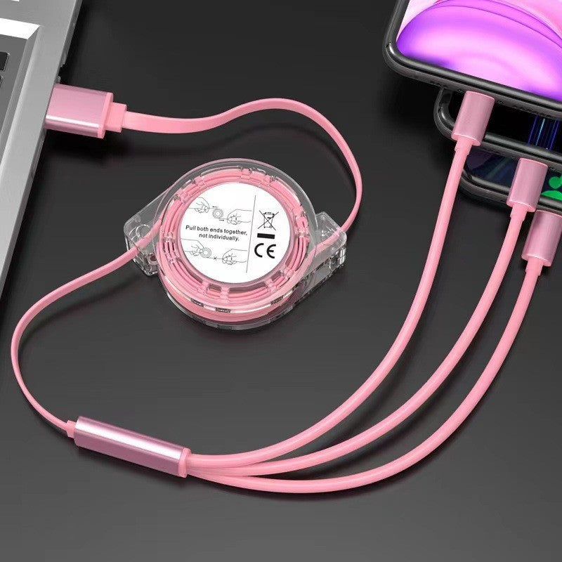 3-in-1 Retractable Charging Cable for Mobile Phones